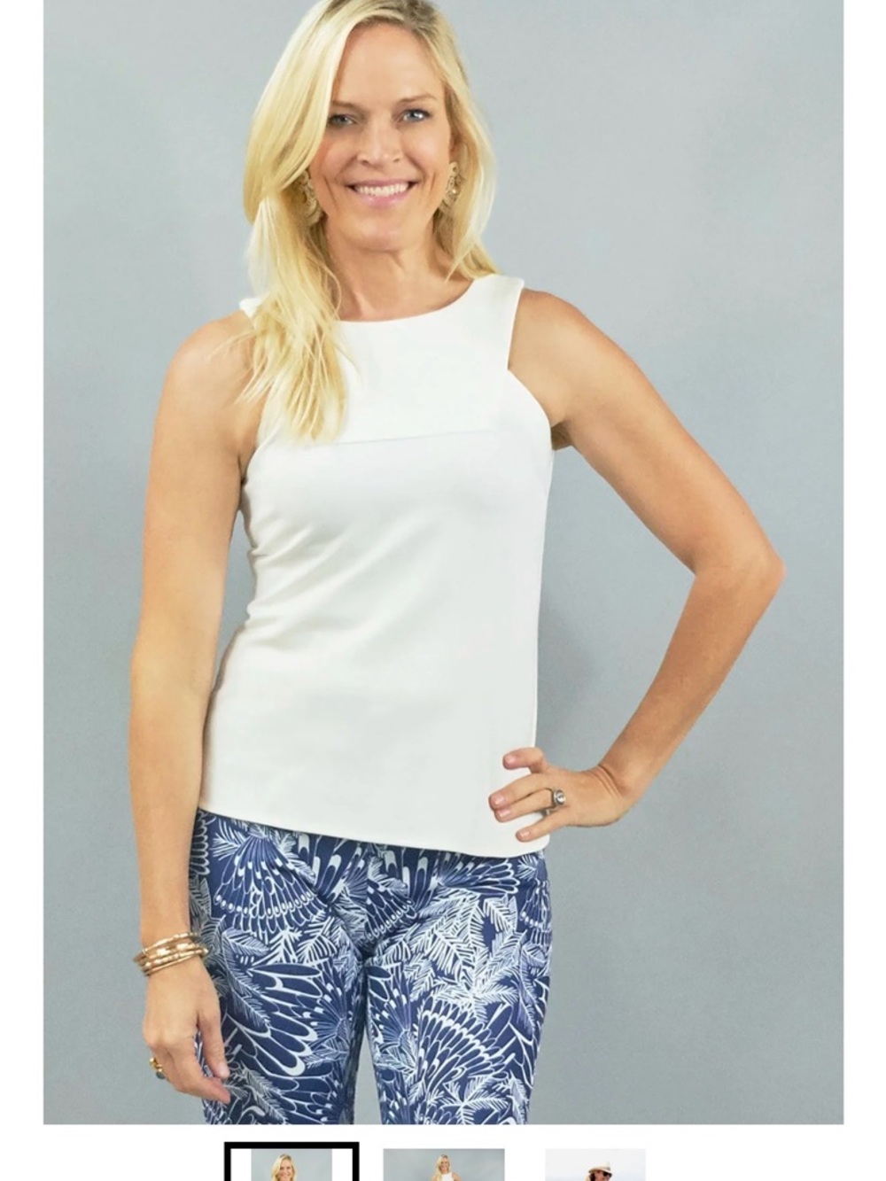 CK BRADLEY Sleeveless White Square-Neck Women's Top